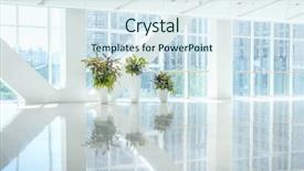  Presentation with looking glass - PPT theme enhanced with curtains lines - iinterior view looking out toward background and a sky blue colored foreground