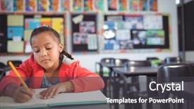 Presentation with classroom management strategies - Slides having school bulletin boards - girl studying while sitting background and a dark gray colored foreground