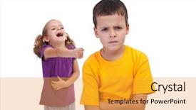  Presentation with bully - Cool new presentation theme with school bully and mockery concept backdrop and a gold colored foreground