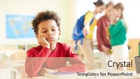  Presentation with classmates - Beautiful presentation design featuring school bullying sad african boy backdrop and a lemonade colored foreground