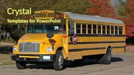  Presentation with neighborhood - Beautiful slide set featuring school bus in the neighborhood backdrop and a tawny brown colored foreground