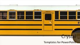  Presentation with school bus - Beautiful PPT theme featuring school bus isolated backdrop and a gold colored foreground