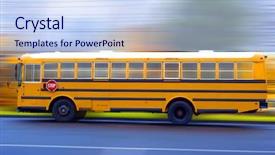 Presentation with school bus - Presentation theme enhanced with school bus speeding background and a sky blue colored foreground