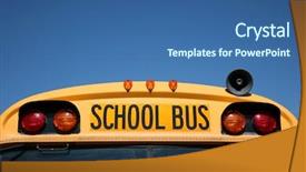  Presentation with school safety - Presentation having school bus with copy space background and a ocean colored foreground