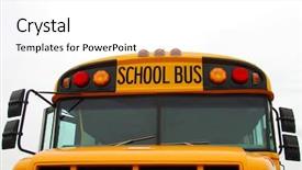  Presentation with bus transportation - Cool new PPT theme with school bus backdrop and a white colored foreground