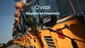  Presentation with buses - Presentation design consisting of school buses ready to roll background and a ocean colored foreground