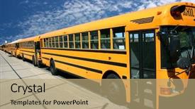  Presentation with buses - Colorful PPT theme enhanced with businis - school buses waiting for students backdrop and a coral colored foreground