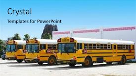 Presentation with school bus - Beautiful presentation theme featuring school buses backdrop and a light blue colored foreground