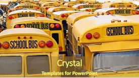  Presentation with buses - Slide deck having school buses background and a tawny brown colored foreground