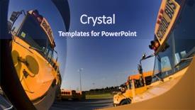 Presentation with parking lot - PPT layouts with school busses sit background and a ocean colored foreground