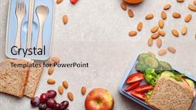  Presentation with school cafeteria - Presentation design consisting of school cafeteria - lunch box with delicious food background and a lemonade colored foreground