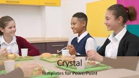  Presentation with school cafeteria - Cool new theme with school cafeteria while eating lunch backdrop and a coral colored foreground
