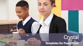 Presentation with school cafeteria - Theme enhanced with school cafeteria while eating lunch background and a gray colored foreground