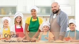  Presentation with dance teacher and children - Audience pleasing slides consisting of school camp - group of children and teacher backdrop and a coral colored foreground