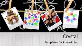  Presentation with wheelchair accessible images at school - Beautiful presentation design featuring school child and handprint images backdrop and a light gray colored foreground
