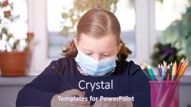  Presentation with child protection - Presentation theme consisting of school-child-wearing-mask background and a navy blue colored foreground