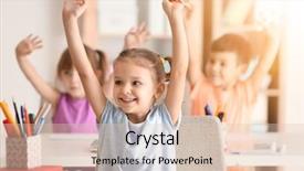  Presentation with classroom - Audience pleasing presentation consisting of school children - cute girl at lesson backdrop and a lemonade colored foreground