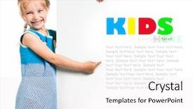  Presentation with cute black board - Amazing PPT theme having school children background presentation - cute child behind a white backdrop and a  colored foreground