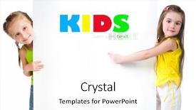  Presentation with cute - PPT theme with school children background presentation - cute child behind a white background and a white colored foreground