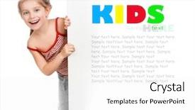  Presentation with cute - Cool new presentation theme with school children background presentation - cute little girl behind backdrop and a white colored foreground