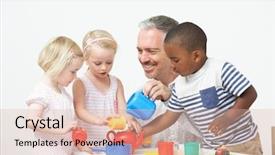  Presentation with tea party - PPT theme consisting of school children enjoying tea party background and a lemonade colored foreground