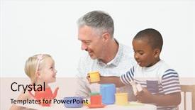  Presentation with tea party - Audience pleasing slide set consisting of school children enjoying tea party backdrop and a lemonade colored foreground