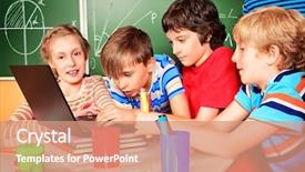  Presentation with meditation children education school - Colorful presentation enhanced with flock white sheep backdrop and a tawny brown colored foreground.