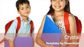  Presentation with school children - Audience pleasing presentation theme consisting of school children with blue folder backdrop and a  colored foreground