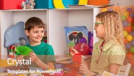  Presentation with kids development - Amazing PPT theme having school children with paper backdrop and a coral colored foreground