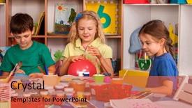  Presentation with art craft - Theme with school class teacher cheers children background and a red colored foreground