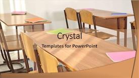  Presentation with classroom - Amazing slide deck having school classroom interior backdrop and a coral colored foreground