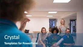  Presentation with professor - Beautiful theme featuring school classroom to multiethnic students backdrop and a ocean colored foreground