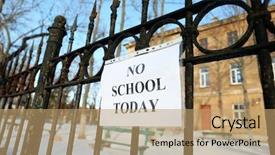  Presentation with farewell for school - PPT theme having school closed due to heavy background and a coral colored foreground