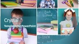  Presentation with school - Colorful theme enhanced with school collage backdrop and a ocean colored foreground