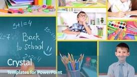  Presentation with elementary school female career day technology - Slides with school collage background and a ocean colored foreground