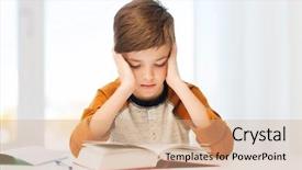  Presentation with homework - Slide deck featuring people homework and school concept background and a coral colored foreground