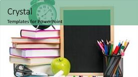  Presentation with school - Presentation theme consisting of school concept - school accessories isolated background and a seafoam green colored foreground