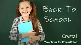  Presentation with back school - Cool new theme with school concept cute girl holding backdrop and a  colored foreground