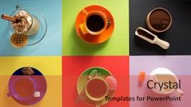  Presentation with tea coffee - Audience pleasing presentation design consisting of school cookies - cup of coffee tea backdrop and a red colored foreground