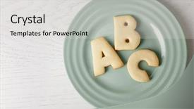  Presentation with table meal plan for osteotphorosis - Beautiful PPT theme featuring school cookies - plate with cookie alphabet backdrop and a light gray colored foreground