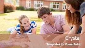  Presentation with public works students - Presentation design having school cooperation - teenage students sitting outdoors background and a  colored foreground