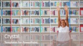  Presentation with wheelchair accessible for children in school - Amazing slide set having school corridor against multi colored backdrop and a gray colored foreground