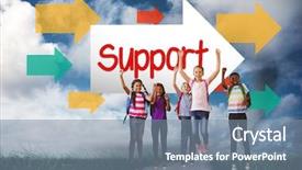  Presentation with kids wheelchair at school - Colorful presentation design enhanced with school corridor against road leading backdrop and a seafoam green colored foreground