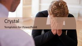  Presentation with pupil - PPT layouts enhanced with school counselor talking to depressed background and a coral colored foreground