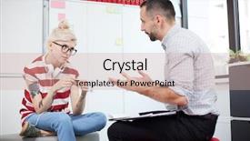  Presentation with school counselor - Presentation featuring school counselors - professional counselor and casual teenager background and a soft green colored foreground