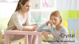  Presentation with sad child - Audience pleasing presentation theme consisting of school counselors - sad teenager girl in child backdrop and a coral colored foreground