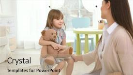  Presentation with working - Audience pleasing slide deck consisting of school counselors - young child psychologist working backdrop and a mint green colored foreground