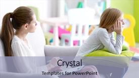  Presentation with worried young female college student - Presentation featuring school counselors - young female psychologist working background and a light blue colored foreground