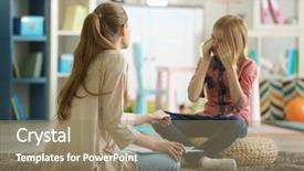  Presentation with female - Presentation theme with school counselors - young female psychologist working background and a  colored foreground