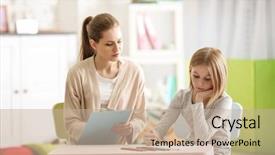  Presentation with office - Slide set having school counselors - young female psychologist working background and a mint green colored foreground